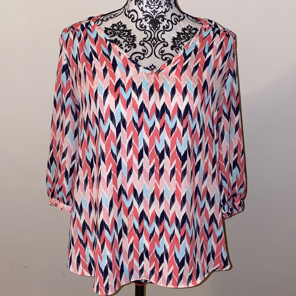 by & by Multicolor Chevron Blouse - Picture 1 of 12